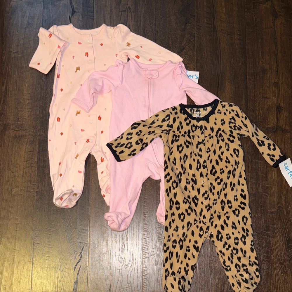 Carter's Pink and Leopard Print Footies Set